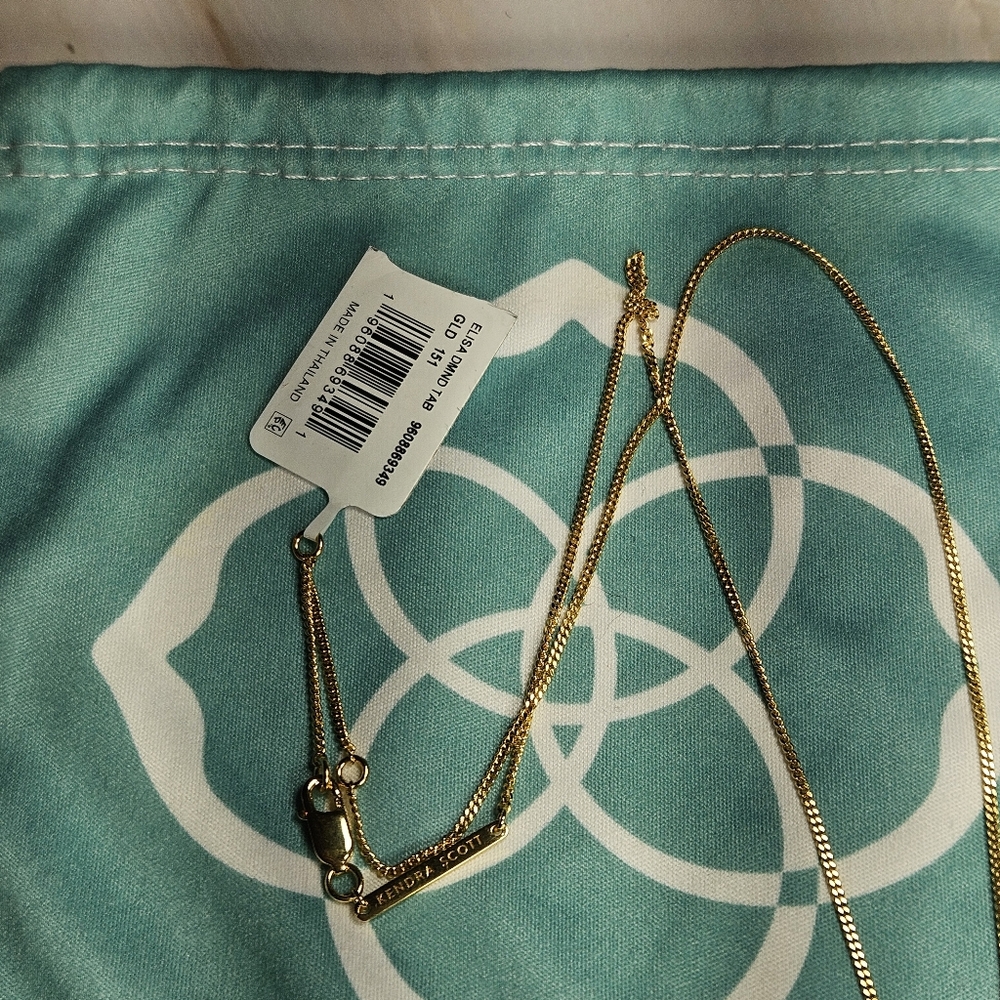 NWT Kendra Scott Elisa 18k Gold Vermeil Sparkle Tab Pendant - Picture 3 of 7